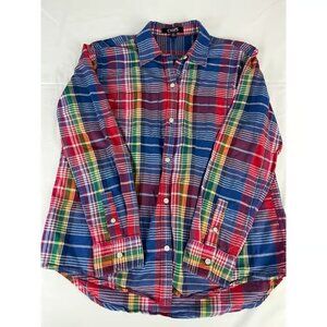 Chaps Denim Plaid Button Down Shirt, Women's Multi-Color Long Sleeve